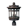 Maxim Lighting Santa Barbara DC Outdoor Post Mount in Sienna finish, crafted from Aluminum, featuring a classic lantern design with clear glass panels.