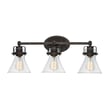 Maxim Lighting Seafarer Bathroom Vanity Light with Oil Rubbed Bronze finish, featuring steel and glass design elements, mounted on a bathroom wall.