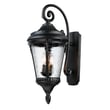 Maxim Lighting Sentry Outdoor Wall Light in Black finish, featuring a sleek aluminum frame with a clear glass shade