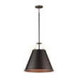 Maxim Lighting Trestle Pendant in Oil Rubbed Bronze with Brass finish, featuring a sleek design and crafted from durable steel, hanging elegantly from the ceiling.