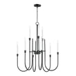 Maxim Lighting Tux Chandelier in Black Steel finish, featuring sleek, modern design with multiple curved arms and elegant bulb fixtures.