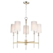 Maxim Lighting Uptown Chandelier in Satin Brass with Nickel finish, featuring a modern design with steel frame and fabric shades, elegantly hanging from the ceiling.