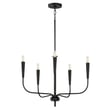 Maxim Lighting Vela Chandelier in Black Steel finish, featuring a sleek, modern design with multiple arms and exposed bulbs.