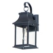 Maxim Lighting Vicksburg Outdoor Wall Light in Black Aluminum finish, featuring a classic lantern design with clear glass panels and decorative top finial.