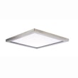Maxim Lighting Wafer SQ LED Surface Mount in Satin Nickel finish, featuring a sleek square design made of aluminum and polycarbonate, emits warm 3000K light.