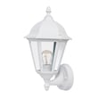 Maxim Lighting Westlake Cast Outdoor Wall Lantern in White finish, made of Aluminum, mounted on a brick wall, illuminating a garden path.