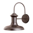 Maxim Lighting Wharf 1-Light Outdoor Wall Lantern in Empire Bronze finish, crafted from Aluminum, mounted on a wall, illuminating the surrounding area.
