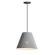 Maxim Lighting Woven Pendant in a gray with black finish, featuring a concrete material and intricate woven design, hanging from the ceiling.