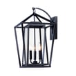 Maxim Lighting Artisan Framed Outdoor Wall Sconce with a sleek black finish, featuring a rectangular design and clear glass panels.