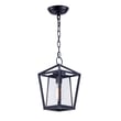 Maxim Lighting Artisan Outdoor Pendant with a sleek black finish, featuring a clear glass shade and intricate metalwork for elegant outdoor illumination.