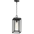 Maxim Lighting Cabana Outdoor Pendant with a sleek black finish, featuring a modern design and clear glass panels for outdoor illumination.