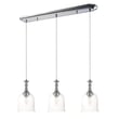 Maxim Lighting's Centennial 3-Light Pendant with a sleek finish, featuring a trio of lights hanging elegantly from a central fixture.