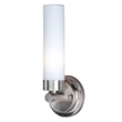 Maxim Lighting Cilandro 1-Light Wall Sconce with a sleek, modern design, featuring a brushed nickel finish and a cylindrical glass shade.