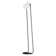 Maxim Lighting Dottie Floor Lamp with a sleek metal finish, featuring a modern design and adjustable height, illuminating a cozy living room corner.