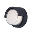 Maxim Lighting Eyebrow Round Outdoor Wall Light with a sleek finish, illuminating a modern exterior with its curved design and soft glow.