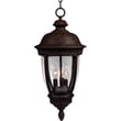 Maxim Lighting Knob Hill Cast Outdoor Hanging Lantern with a bronze finish, featuring a classic design with clear glass panels and intricate detailing.