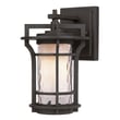 Maxim Lighting Oakville 1-Light Outdoor Wall Lantern with a bronze finish, featuring a clear glass shade and vintage-style bulb