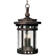 Maxim Lighting Santa Barbara DC Outdoor Pendant, featuring a classic design with a bronze finish and clear glass panels, hanging from a chain.