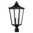 Maxim Lighting Sutton Place Vivex 120V Outdoor Post Mount with a sleek black finish, featuring a classic lantern design and clear glass panels.