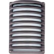 Maxim Lighting Zenith Outdoor Grate Wall Light with a sleek finish, featuring a modern design and geometric pattern, mounted on a textured exterior wall.