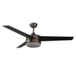 Maxim Lighting Trio LED Ceiling Fan in Satin Nickel with Black finish, featuring a sleek design with three blades and integrated LED light.