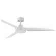 Maxim Lighting Ultra Slim Outdoor Fan in Matte White finish, featuring sleek metal and ABS blades, mounted on a patio ceiling.