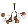 Maxim Lighting Akimbo Pendant in Dark Bronze with Antique Brass finish, featuring steel, glass, and wood materials.