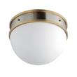 Maxim Lighting Duke Flush Mount in Satin Nickel with Satin Brass finish, featuring a sleek steel frame and a frosted glass shade.