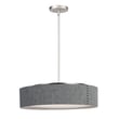 Maxim Lighting Prime Acoustic Pendant in Satin Nickel finish, featuring a sleek steel frame with acrylic and fabric elements, hanging elegantly from the ceiling.