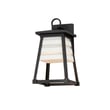 Maxim Lighting Shutters Outdoor Wall Sconce in Black finish, made of EPMM Aluminum, featuring a sleek design with horizontal slats and clear glass panels.