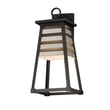 Maxim Lighting Shutters Outdoor Wall Sconce in Weathered Zinc with Black finish, crafted from EPMM Aluminum, mounted on an exterior wall.