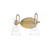 Maxim Lighting Ava Bathroom Vanity Light in Natural Aged Brass, featuring sleek steel and glass design for modern elegance.