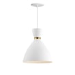 Maxim Lighting Carillon Elongated Mini Pendant in White with Satin Brass, featuring a sleek aluminum design for modern decor.