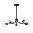 Maxim Lighting Knox Globe Chandelier in Black finish, featuring a Steel frame with Glass globes, elegantly hanging in a modern interior setting.