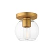Maxim Lighting Knox Flush Ceiling Light in Natural Aged Brass finish, featuring a sleek design with a steel frame and glass shade.