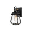 Maxim Lighting Mariner Outdoor Wall Sconce in Black with Antique Brass finish, made of Aluminum, mounted on a wall, showcasing its elegant design.