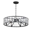 Maxim Lighting Odeon Chandelier with a Steel frame, Black finish, and Crystal accents, featuring a modern design with multiple tiers of hanging crystals.