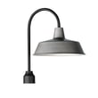 Maxim Lighting Pier M Outdoor Post Lantern in weathered zinc with black finish, crafted from aluminum, elegantly illuminates an outdoor setting.