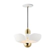 Maxim Lighting Poppy Pendant in White with Satin Brass finish, featuring an elegant aluminum design with a modern, minimalist aesthetic.