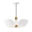 Maxim Lighting Poppy Pendant in Aluminum with a White and Satin Brass finish, featuring a modern, elegant design hanging from a ceiling.
