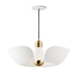 Maxim Lighting Poppy Two Petal Pendant in Aluminum, featuring a White with Satin Brass finish, elegantly hanging with a modern, floral-inspired design.