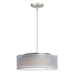Maxim Lighting Prime Pendant in Satin Nickel finish with a sleek steel frame, featuring acrylic and fabric elements for a modern, elegant look.