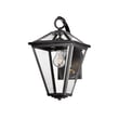 Maxim Lighting Prism Outdoor Wall Sconce in Black finish, features a sleek geometric design with a steel frame and clear glass panels.