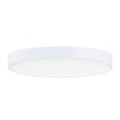 Maxim Lighting Trim Round 120V Ceiling Light with a white polycarbonate and steel finish, mounted on a ceiling, providing ambient illumination.
