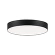 Maxim Lighting Trim Flush Mount Ceiling Light with a sleek black finish, made from durable polycarbonate and steel, illuminating a modern space.