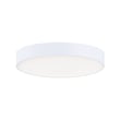 Maxim Lighting Trim Flush Mount Ceiling Light with a white polycarbonate shade and steel base, providing a sleek, modern look for any room.