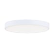 Maxim Lighting Trim Flush Mount Ceiling Light with EM Backup, featuring a white polycarbonate and steel finish, mounted on a ceiling.