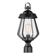 Maxim Lighting Mariner Outdoor Post Mount in Black with Antique Brass finish, featuring a classic lantern design made of aluminum and stainless steel.