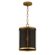 Maxim Lighting Rattan Pendant in Natural Aged Brass finish, featuring a Steel and Rattan design, hanging from the ceiling, casting a warm glow.