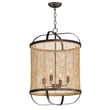 Maxim Lighting Cestino Tall Pendant in Antique Bronze, featuring a stylish design of steel and rattan for modern interiors.